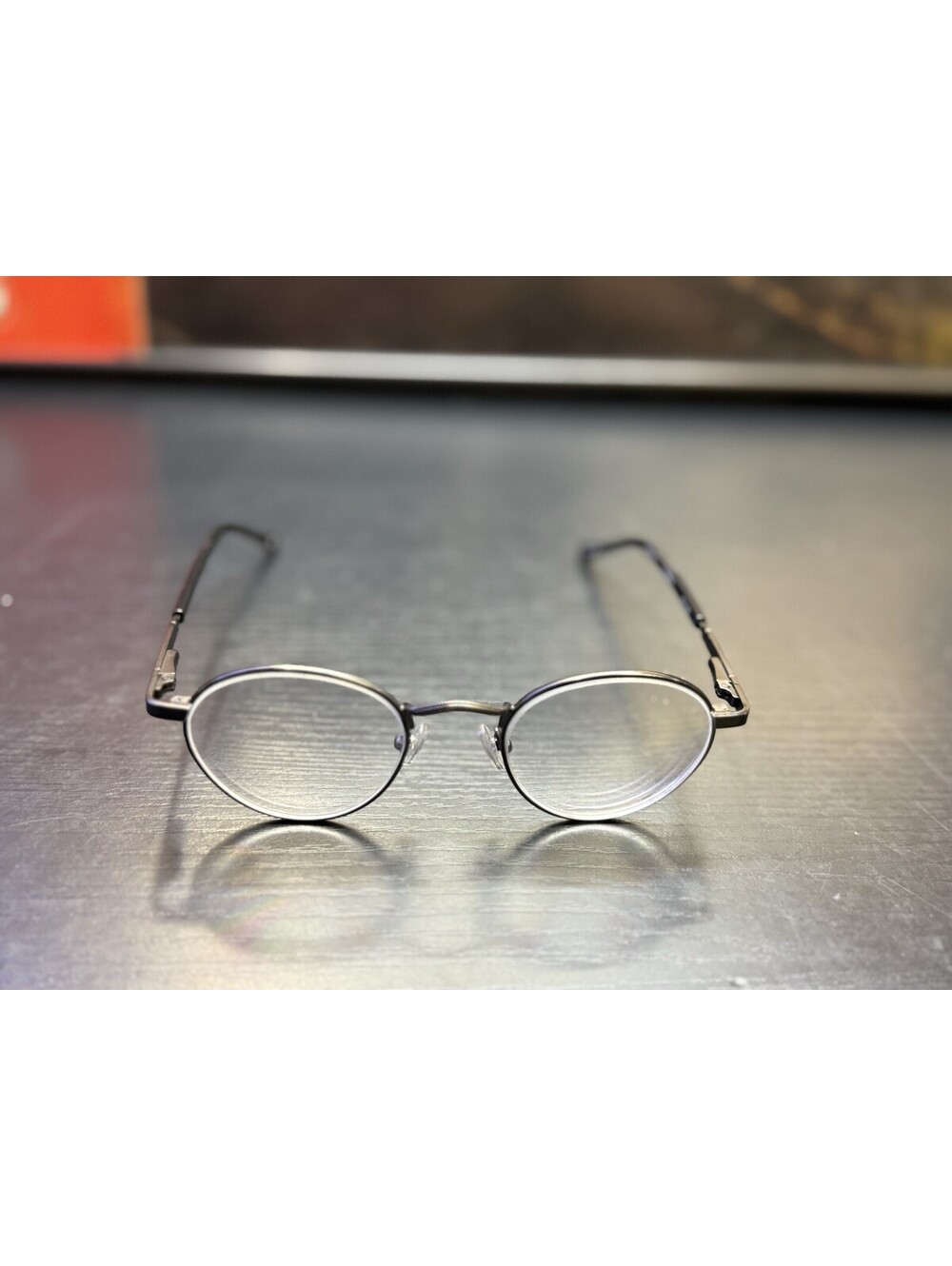Gunmetal Round Metal Eyeglasses Frames 47-21-135 Vintage Style